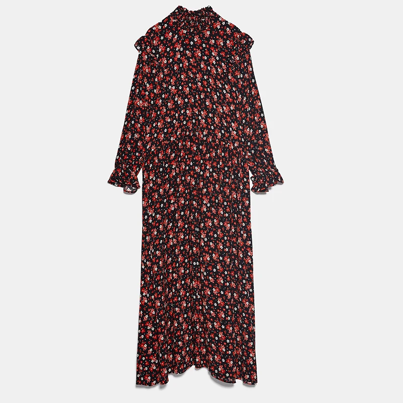 Модное осенне-летнее платье Boho ZA с принтом женское элегантное свободное платье с бантом вечерние подарки дружбы/девушки новейшее платье V/o-образным вырезом