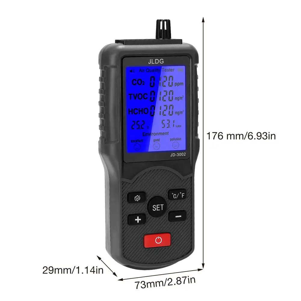 Многофункциональный тестер качества воздуха измеритель CO2 TVOC температуры и