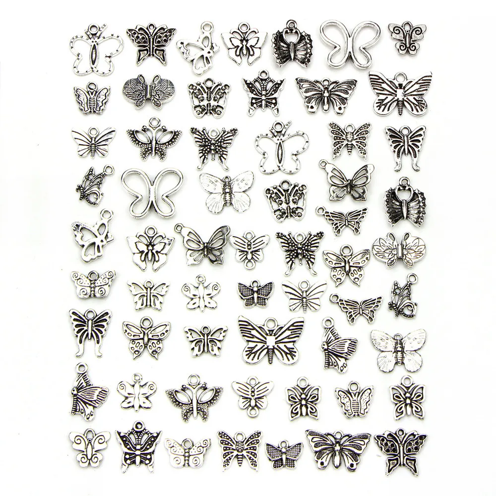 60 шт. подвески в виде бабочки смешанный стиль антикварные цветные Подвески для DIY