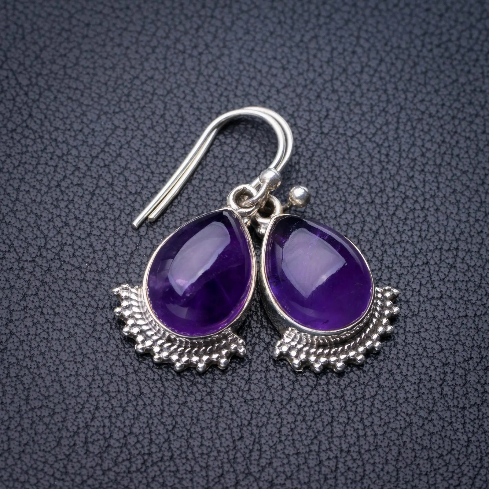 

StarGems Natural Amethyst Handmade 925 Sterling Silver Earrings 1.25" E1194