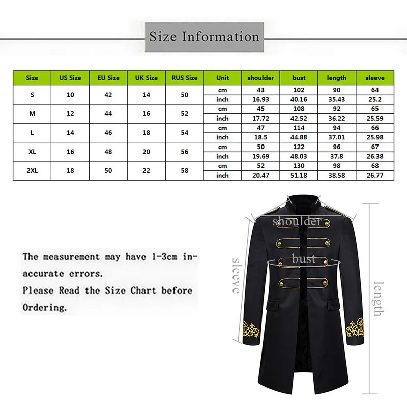 Мужская средневековая ретро куртка мужской костюм вышитые манжеты стоячий