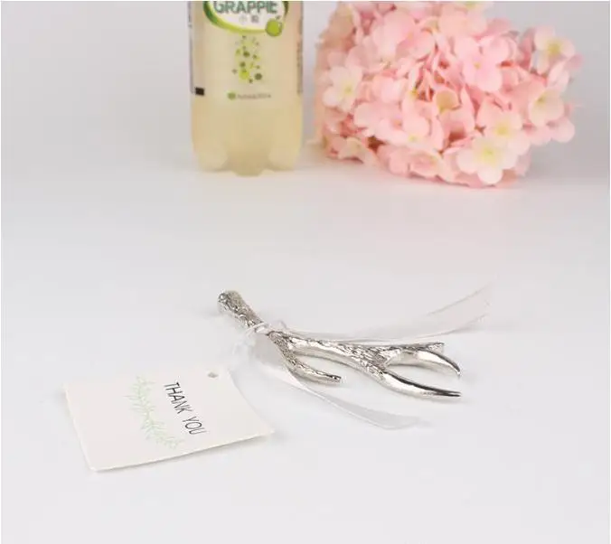 100pcs/lot Wedding Favors Silver Antler Bottle Opener Favor Party Beer In App Bag Event Gift Wholesale | Дом и сад