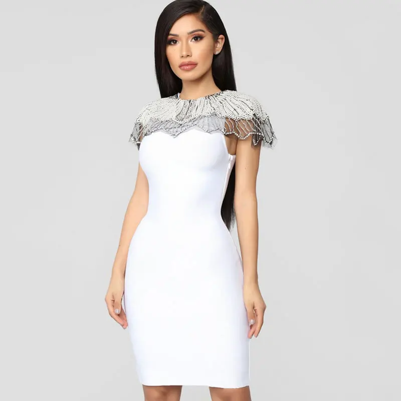 Женские бандажные платья мини облегающие повседневные с бисером|Женские платья|