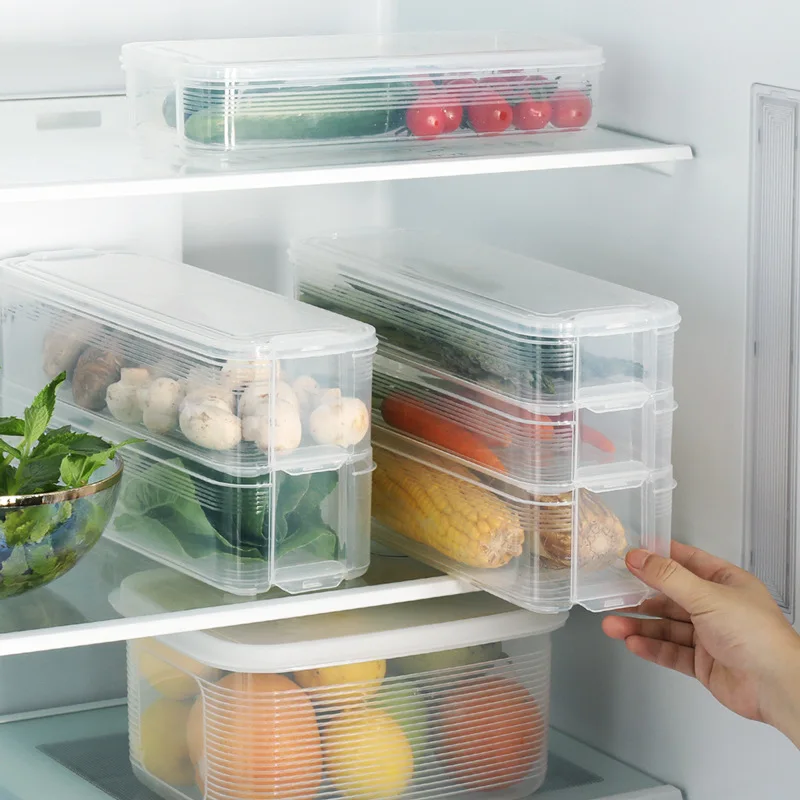 

Пластиковые контейнеры для хранения продуктов, контейнер для хранения продуктов с крышкой для кухни, холодильника, морозильной камеры, Нас...