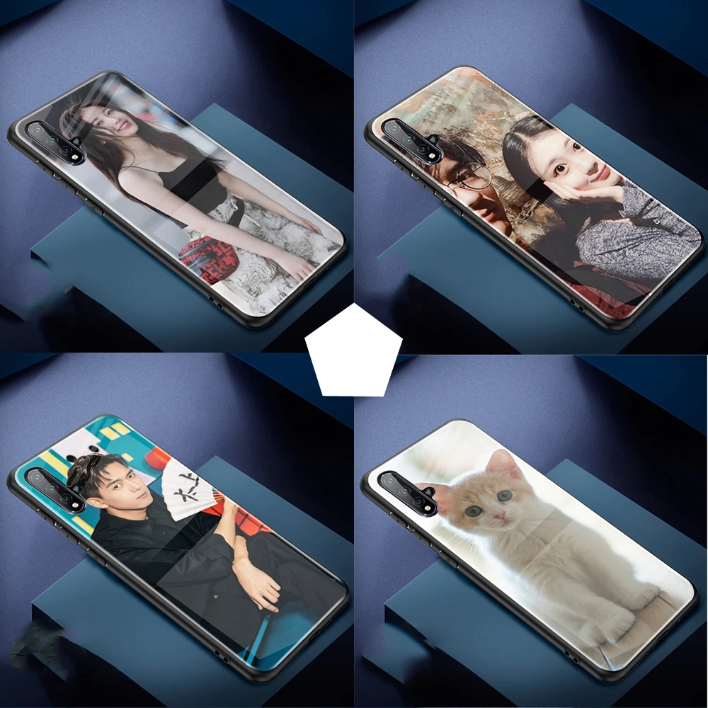 DIY Tempered Glass Case for Samsung Galaxy S20 Ultra Note 10 Lite S10 Plus A71 A51 A30 A50 A70 M30S Custom Photo Cover |