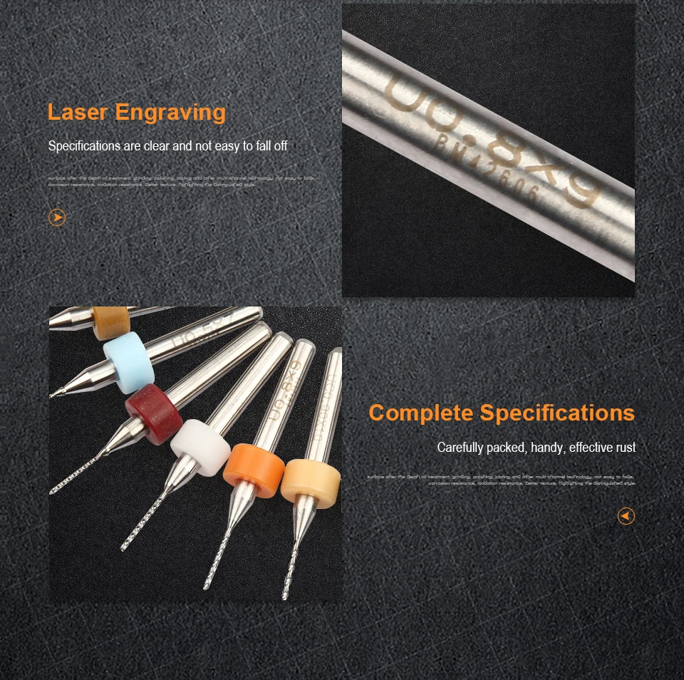 JelBo 10pcs/Set PCB Mini Drill Bit Tungsten Steel Carbide for Print Circuit Board CNC Drill Bits Machine(0.1mm to 1.2mm
