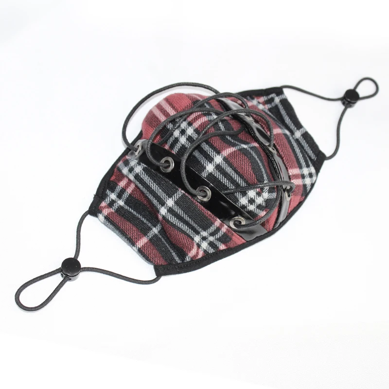 

Punk Fashion Men And Women Dustproof Protective Mask Adjustable Red Plaid Gothic Mask Halloween Party