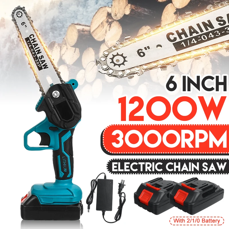 

6 Inch Brushless Electric Saw Pruning ChainSaw Garden Tree Logging Trimming Saw Woodworking Cutter For Makiita 18V Battery