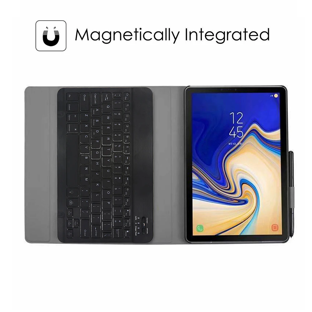 Беспроводная Bluetooth клавиатура со светодиодной подсветкой чехол для Samsung Galaxy Tab A 8 0