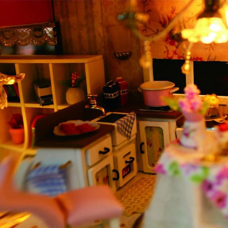 

Hoomeda-Diy Wooden Miniature Dollhouse Children DIY Doll House Child Handmade Assembly Model House Toy Birthday Gift