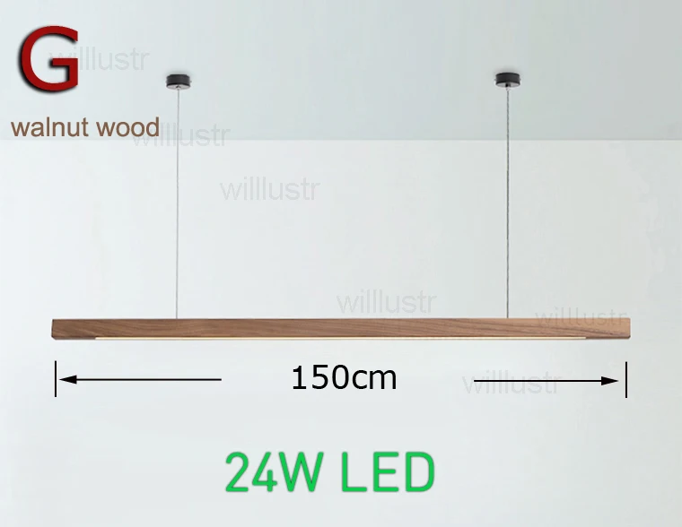 walnut wood 150cm Willlustr светодиодный подвесной светильник из дерева Talo, длинный подвесной светильник из орехового ореха, подвесной светильник для офиса, встречи, столовой, отеля, виллы, светильник - Цвет корпуса: walnut wood 150cm
