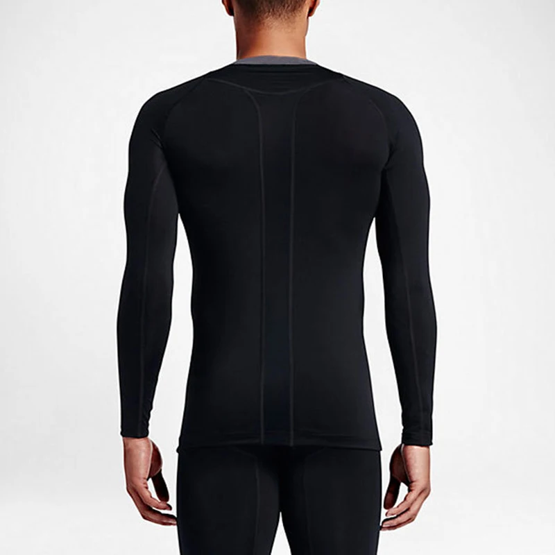 Men's Sports Fitness Tops Long Sleeves Gym Training T-shirts Workout Sportswear Running Compression Tights Breathable Quick Dry