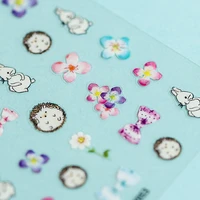 cartoon hedgehog design nail sticker for women beauty hand flower decal summer manicure nail art decoration decor