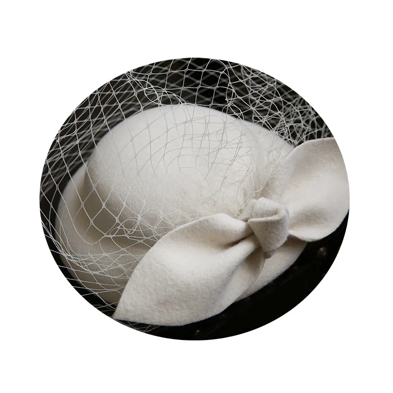

Wedding Woman Veil Hat Fascinators Pillbox Hat With Feather 100% Australian Wool Felt Church Hats Cocktail Banquet Fedoras Cap
