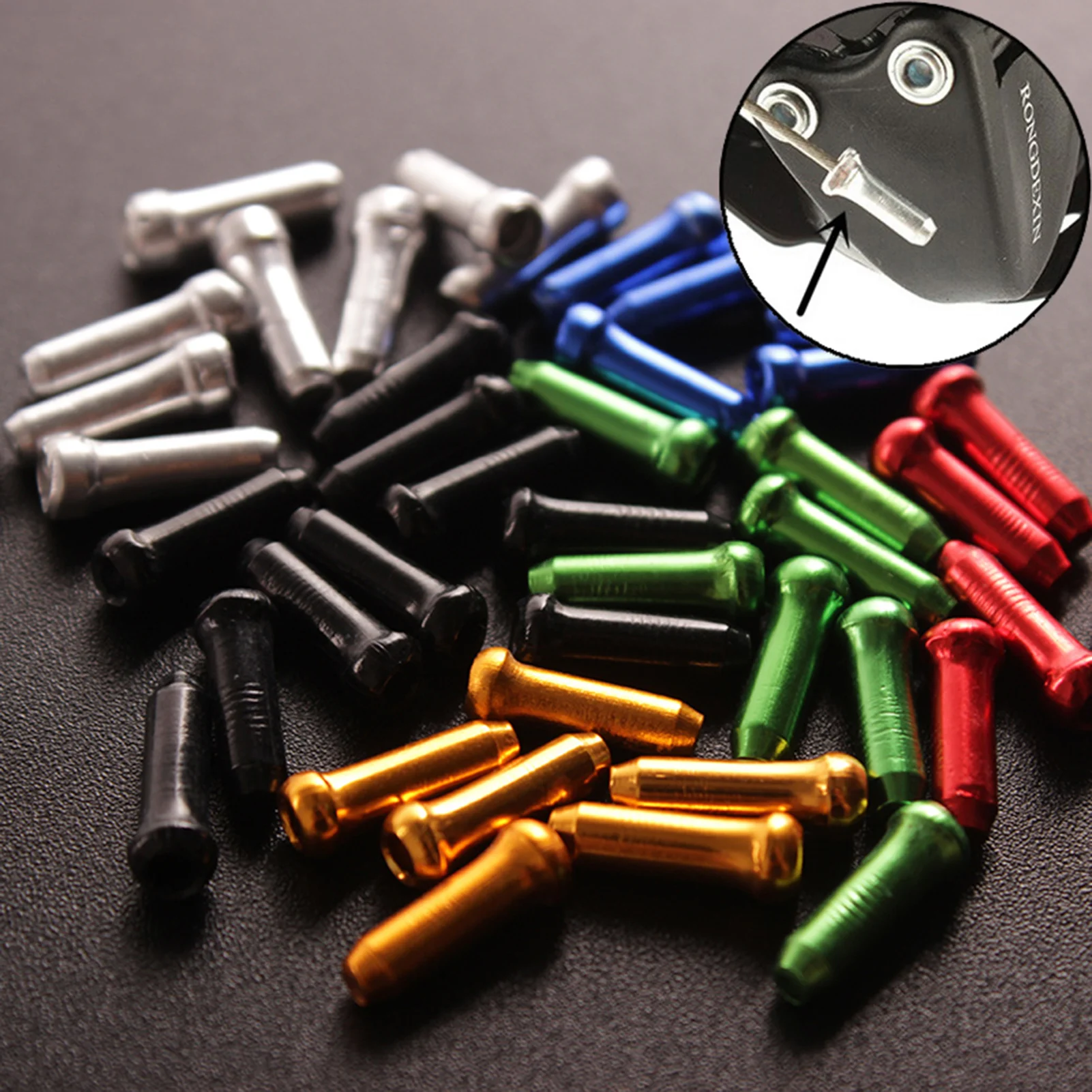 

200Pcs Shift Cable Caps Colorful Wear-resistant Aluminum Alloy Bike Wire Core Wire End Caps Bicycle Components