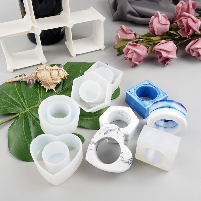 

YZY New Napkin Holder Silicone Mold 4 Style Set Home Decoration Craft Supplies Resin Mold Napkin Ring Silicone Epoxy Resin Molds
