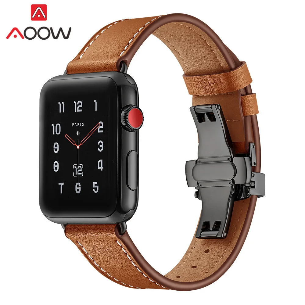 Ремешок для часов из натуральной коровьей кожи для Apple Watch 40 мм 44 мм 38 мм 42 мм 4 iwatch роскошный браслет из розового золота с бабочкой