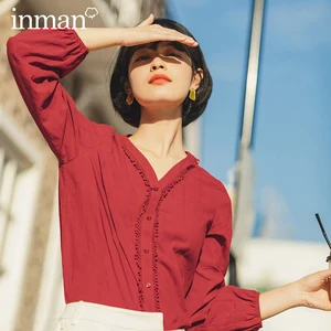 INMANвесенне-осенняя однотонная элегантная Свободная блузка с длинными рукавами в сдержанном стиле для отдыха