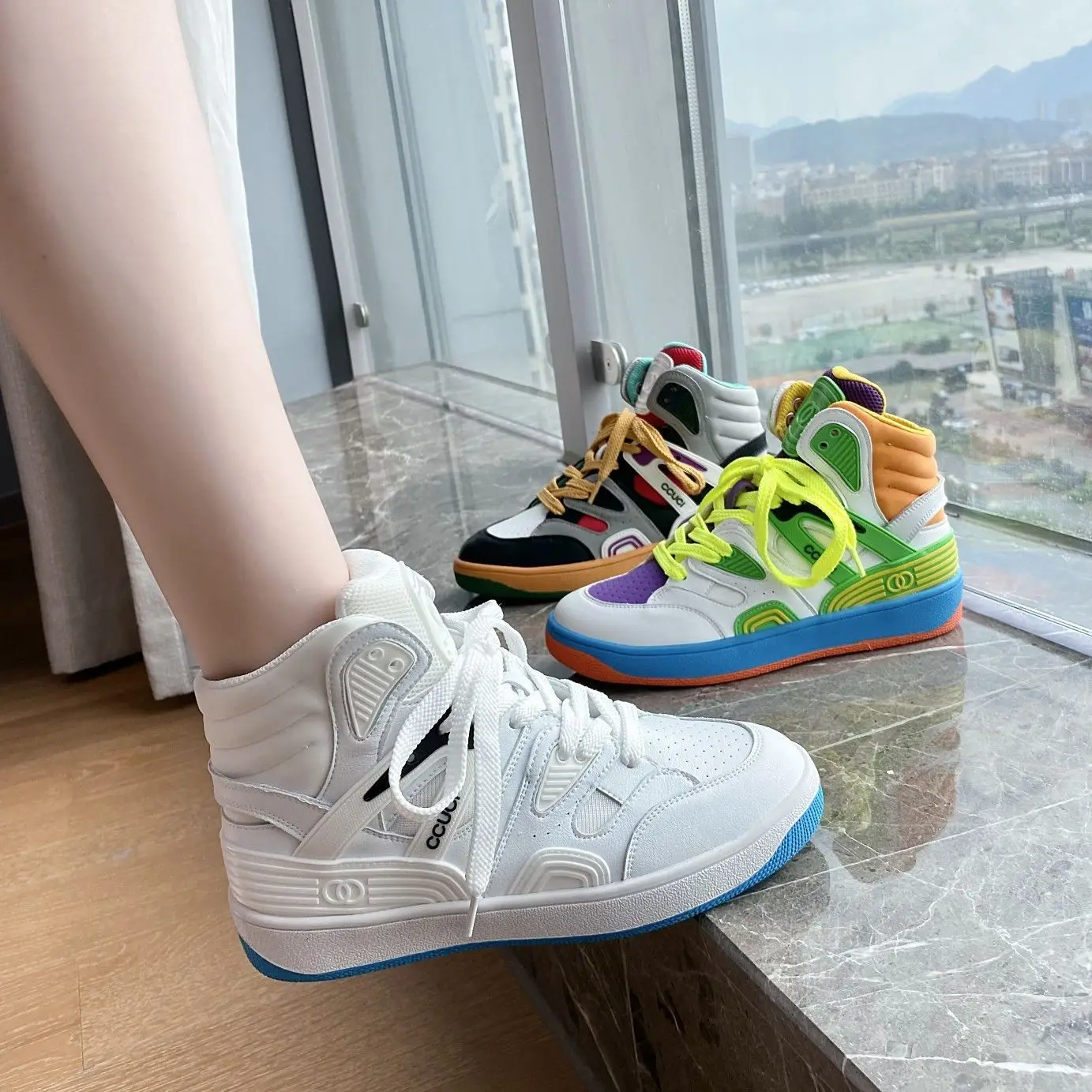 

Net Red Couple Shoes g's High Top Shoes 2021 New Sports Shoes Women's Sneakers Ins Trend Board Shoes Contrast Color Luxury Shoes