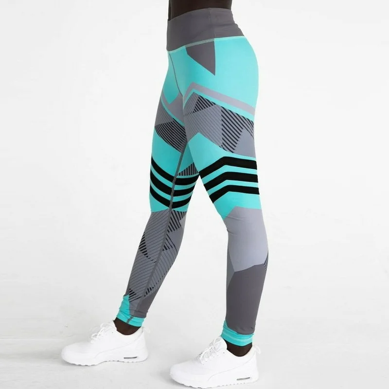 

Explosive Blue Pink Geometric Running Sports Yoga Tights Leggings Fitness Pants