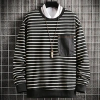 long sleeved round neck striped sweatshirt spring and autumn pullover color block sports top harajuku mens clothing lounge wear