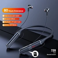 eardeco 80 hours bluetooth headphone bass wireless earphones headphones stereo neck earphone headset with microphone tf card eq