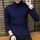 Мужской свитер и пуловер однотонный удобный акриловый эластичный Мужской приталенный акриловый однотонный, тонкий теплый вязаный мужской свитер