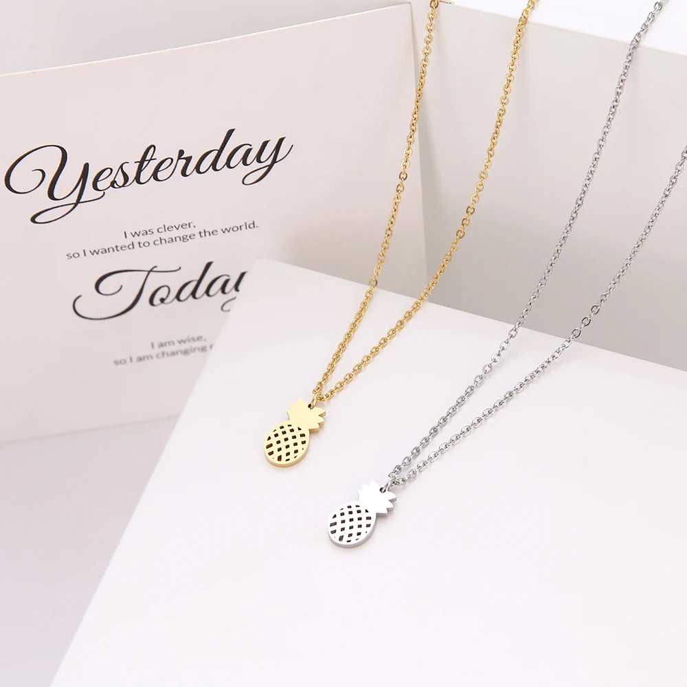 Женское Ожерелье из нержавеющей стали с подвеской в виде ананаса золотое