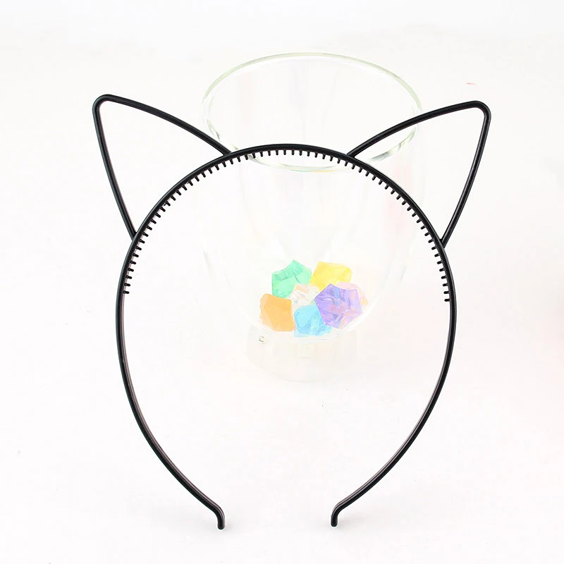 Black cat ear 12 шт./лот,, блестящий ободок для волос в виде единорога, повязка на голову, Яркий пластиковый ободок с ушками для женщин/девушек, вечерние украшения для волос, головные уборы - Цвет: Black cat ear