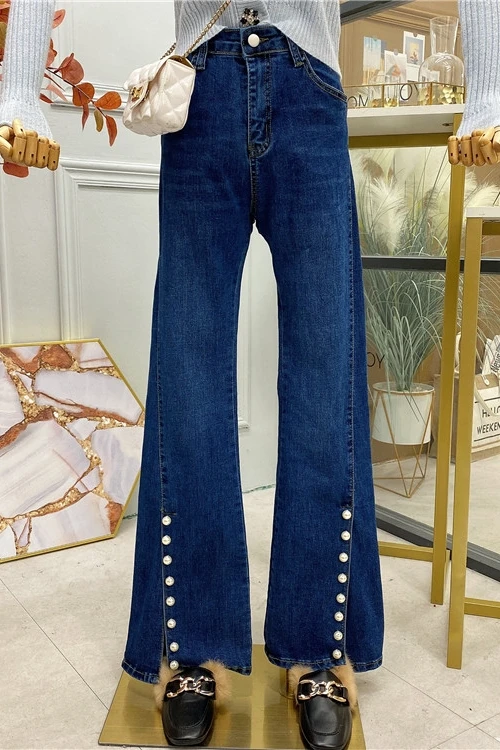 

Retro Jeans for Women 2021 New Spring Summer Denim Pants High Waist Straight Jeans Fashion Casual Pants Female Open Fork Trouser
