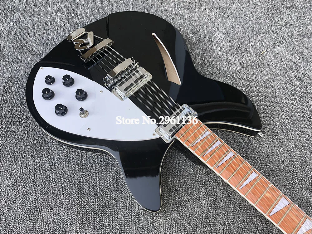 Электрическая гитара Ricken 360 12 струн черный корпус краски инкрустация грифа в
