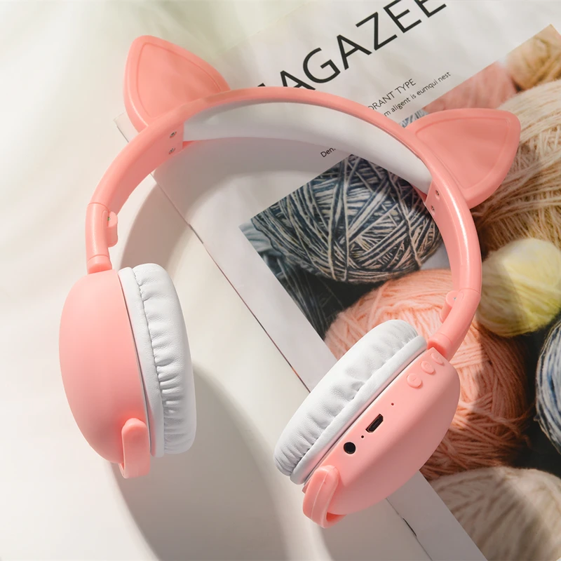 Наушники с кошачьими ушками Bluetooth 5 0 Молодежные наушники микрофоном поддержка