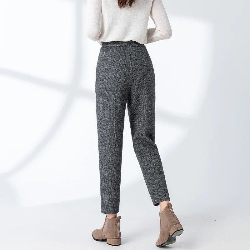 

and Woolen Harem Women's Autumn Winter Retro High Waist Loose Casual 65% Cotton Ankle-Length Pants Pantalones De Mujer