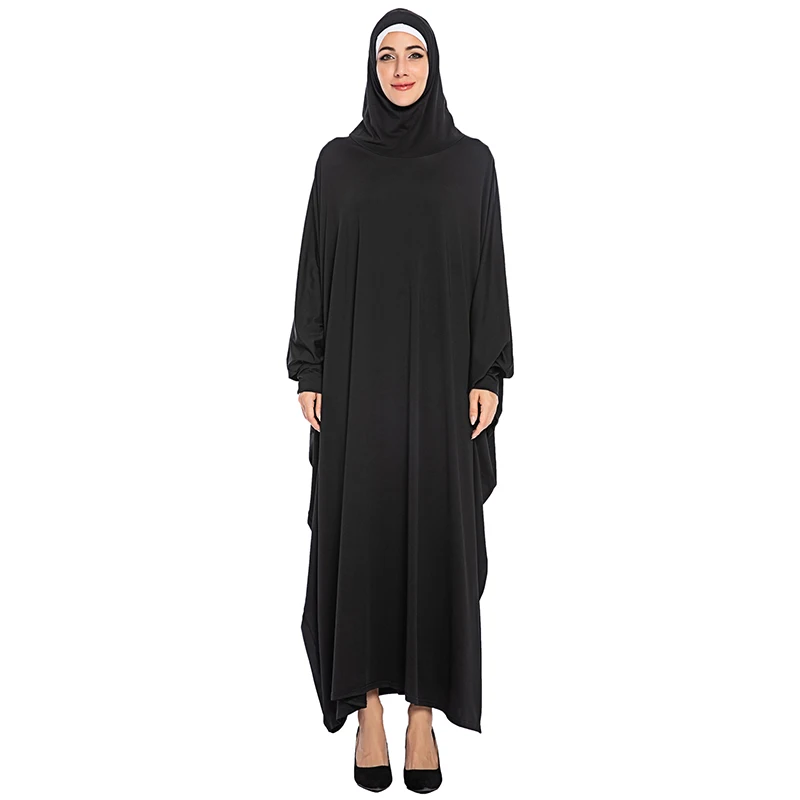 black abaya Siskakia, надземные Абая, большой размер, рукав "летучая мышь", мусульманский химар, однотонный, плюс размер, джилбаб, элегантные халаты для женщин, арабский, Новинка - Цвет: black abaya