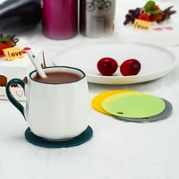 4pcs creative 9cm table mat candy color coaster round coaster waterproof non slip insulation tea table cup mat bar coaster