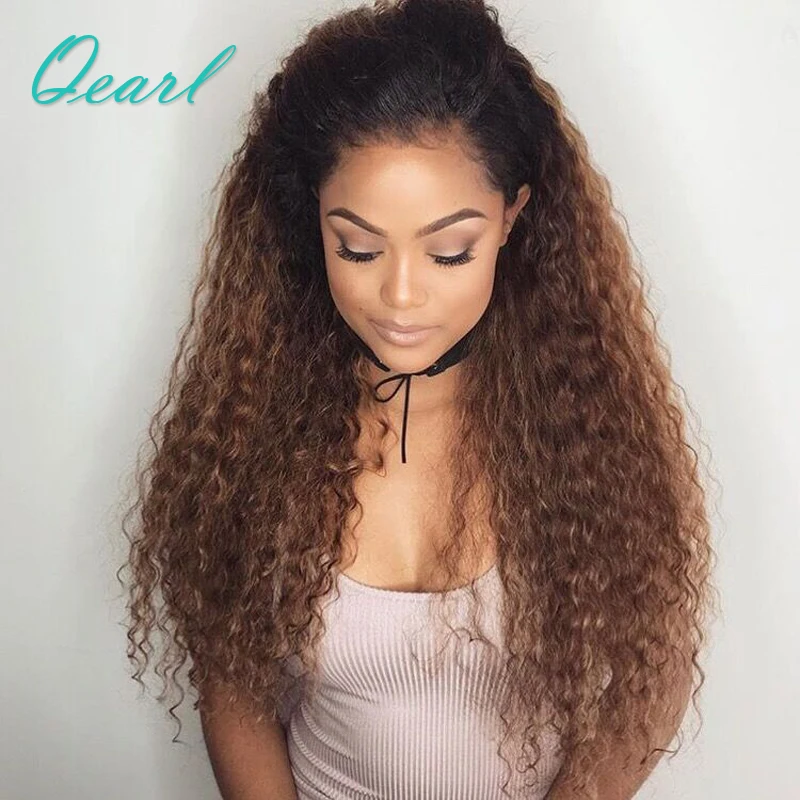 Парики из натуральных волос на кружеве Омбре кудрявые бразильские волосы remy