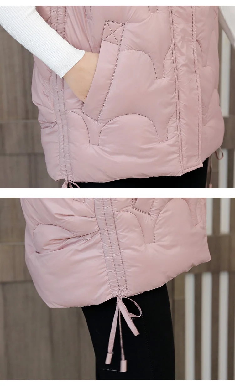 

Fashion Black Cotton Vest Coat Women Casual Loose Women's 2020 Mid-length Vest Wild Temperament Warmth Waistcoat Female E287