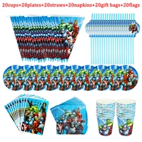 the avengers birthday party super hero decoration cups plates gift bag disney baby shower disposable tableware 12060pcs