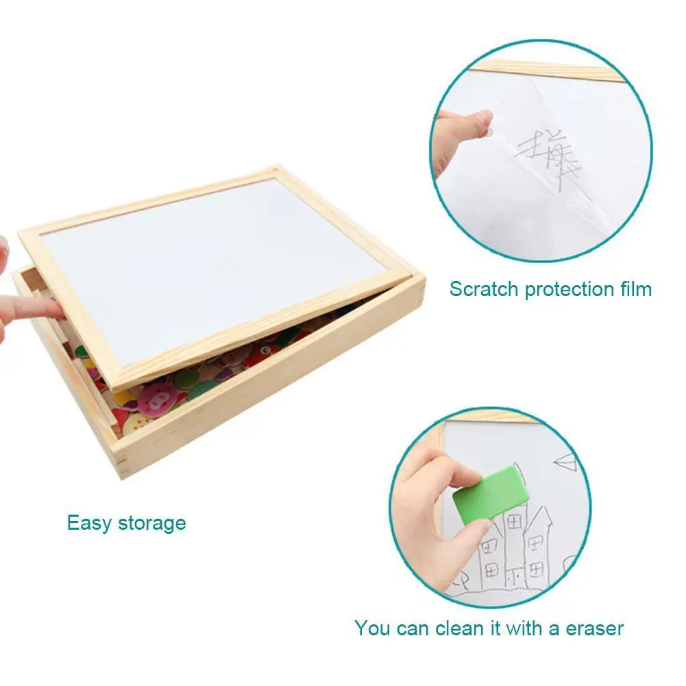 

Blackboard Toys fidget Multifunctional Wooden Magnetic Children Puzzle Wooden Kids Drawing For Education