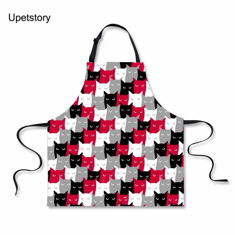 

Upetstory 1Pcs Lovely Cat Printed Kitchen Aprons for Women Men Chef Restaurant Home Cooking Baking Waist Bib Pinafore 72*68cm