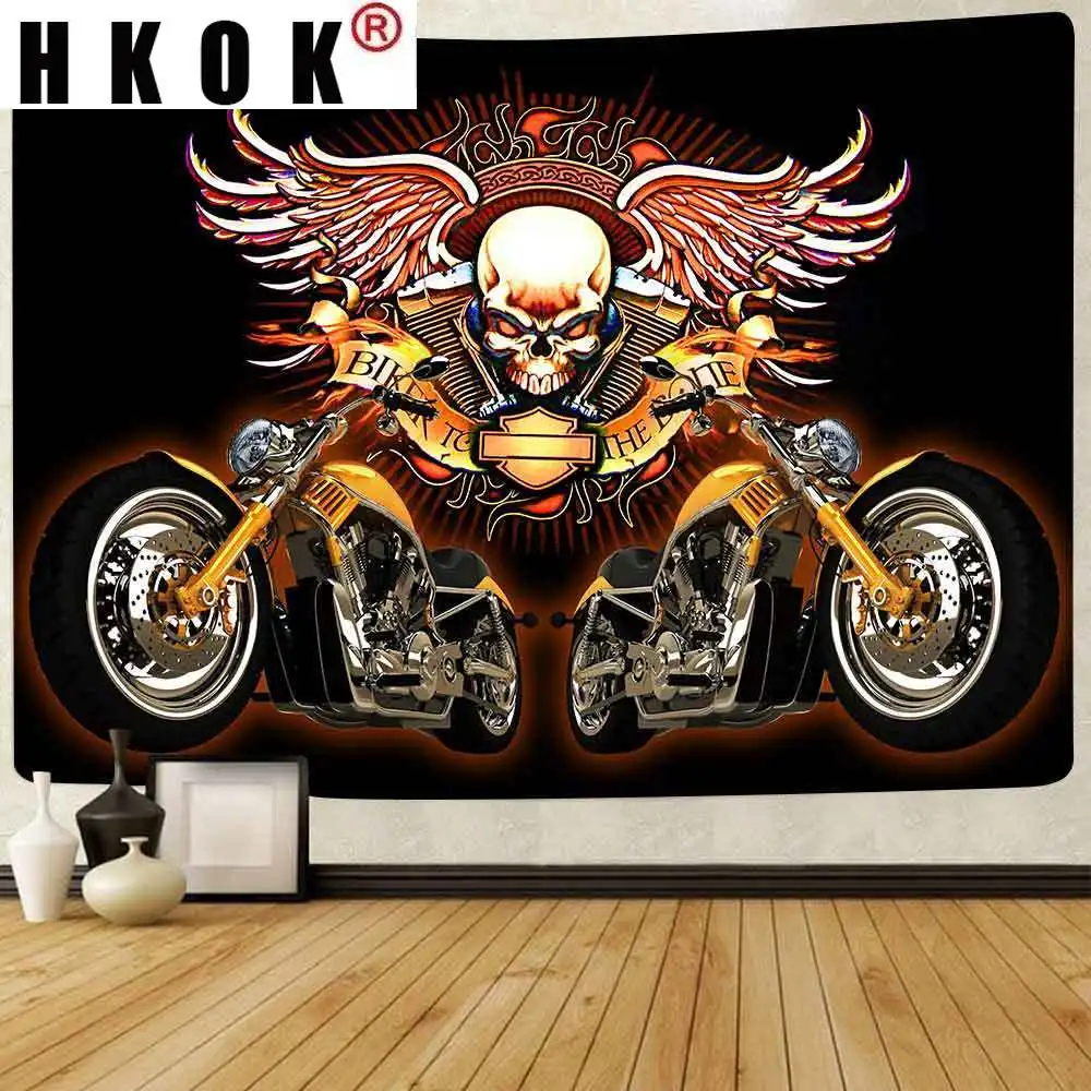 

HKOK Psychedelic Skull Floral Flowers Tapestry Skeleton Wall Hanging Tapestries for Living Room Bedroom Dorm Home Blanket Decor