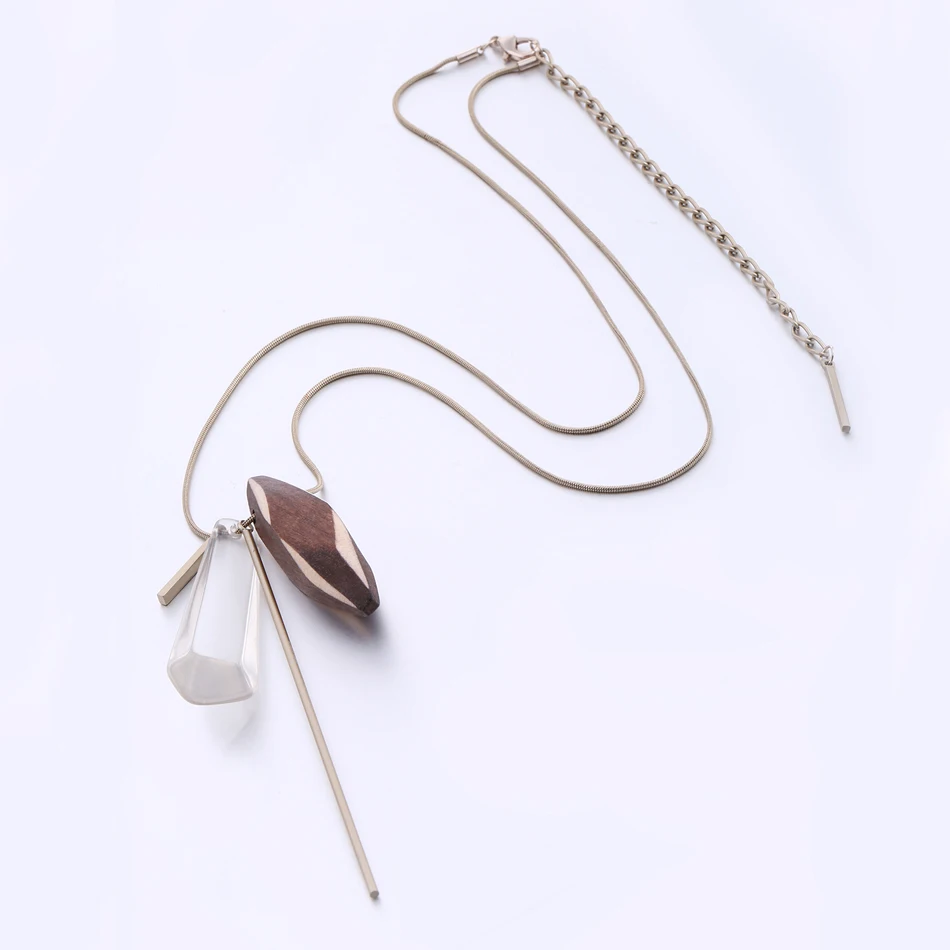 Женские Длинные ожерелья и кулоны для женщин ожерелье с деревянными бусинами на