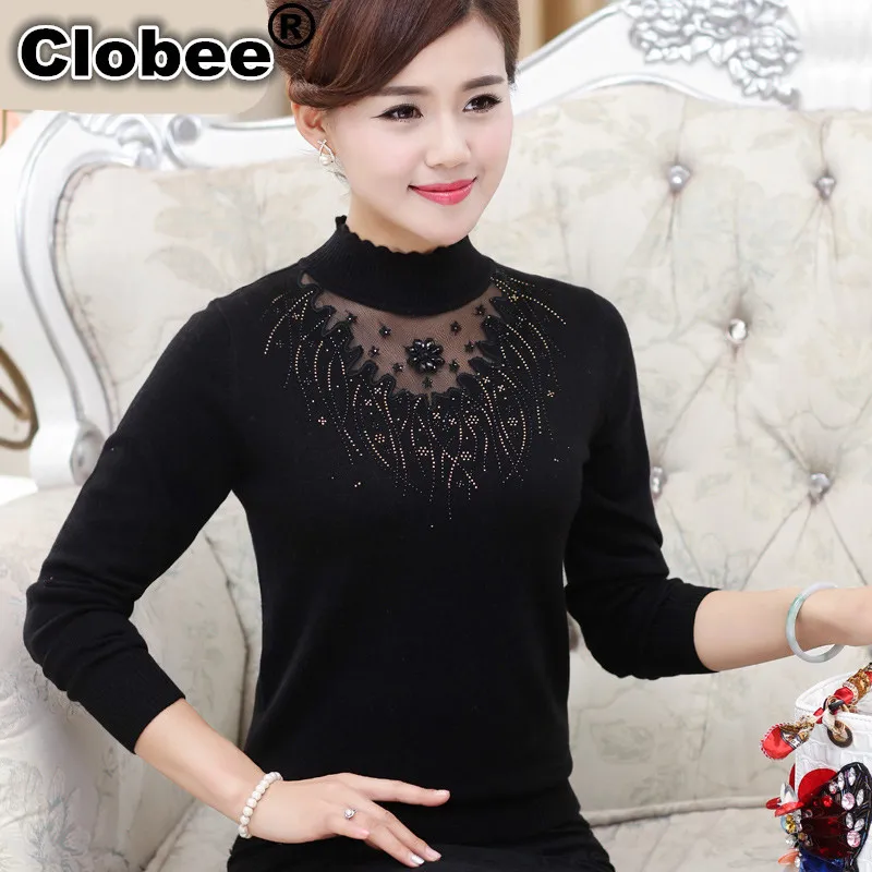 Осенне-зимний женский свитер большого размера базовый кашемировый с высоким