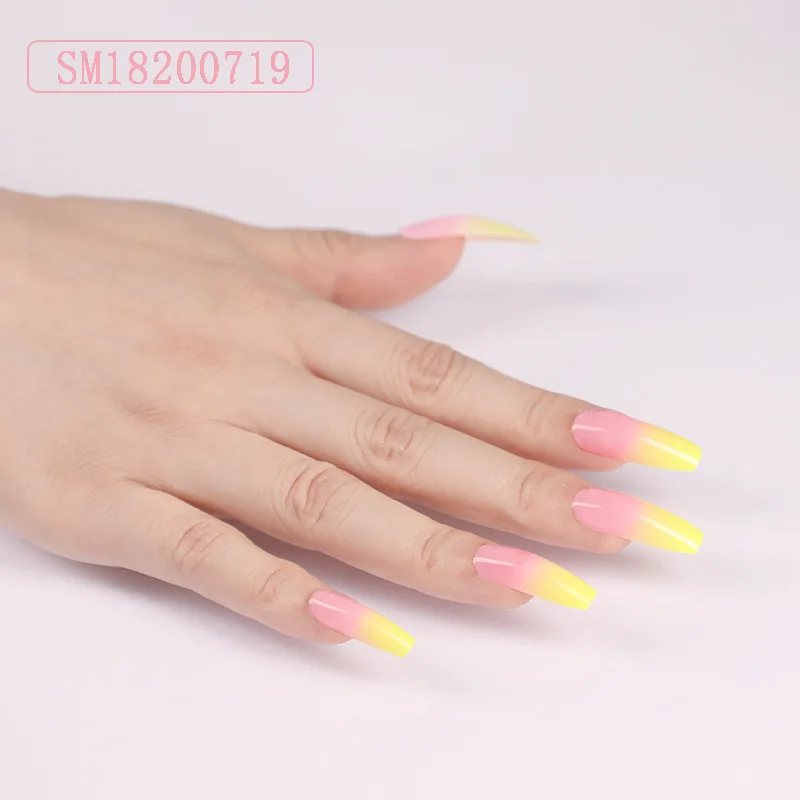 24 листа накладные ногти сверхдлинный блеск лак для ногтей желтые градиентные