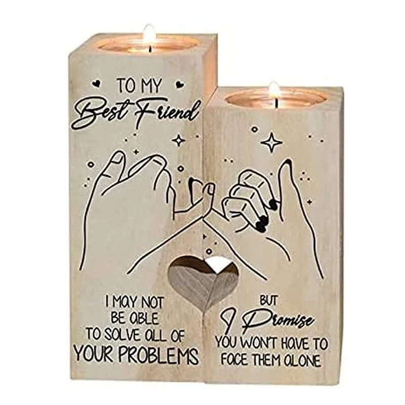 

Wooden Candle Holder Candlestick Shelf Valentine's Day Decoration Friendship Birthday Mom Gift Couple Girlfriend Anniversary