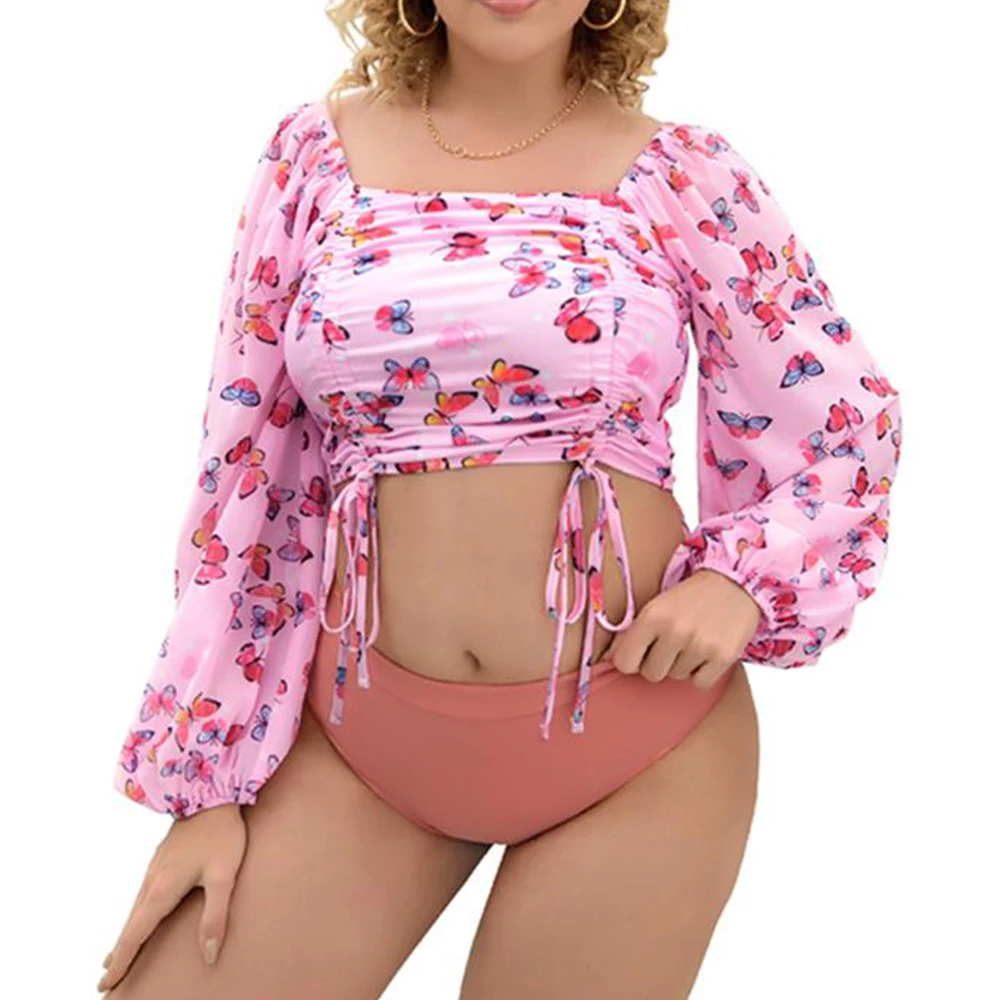 

Women Sexy Bikini Floral Cropped Top Swimming Beach Swimwear Beachwear Plus Size
