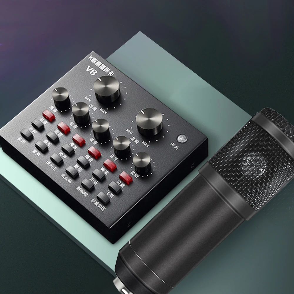 BM 800 Комплект микрофона для студии с фильтром V8 звуковой картой конденсаторным набором для записи KTV караоке смартфона включен.