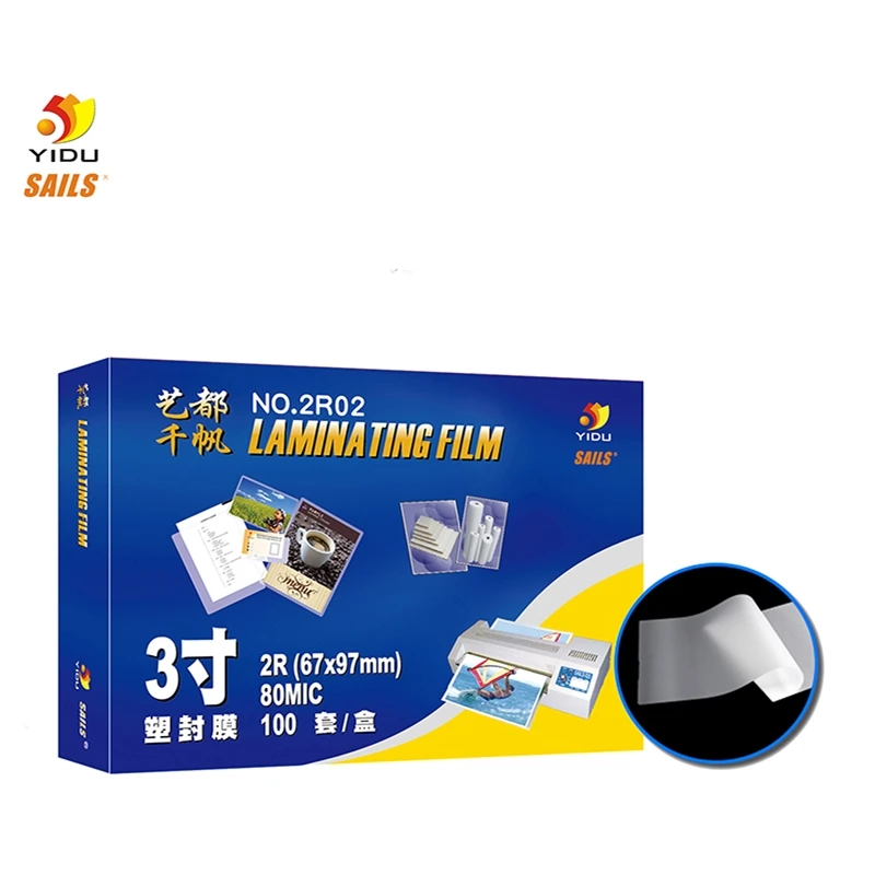 

YIDU SAILS thermal laminating film 3" 67x97mm 80mic/3.2mil ID pass card PET hot laminator film pouch film