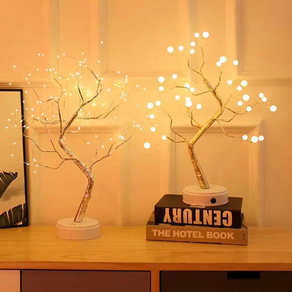 

LED Night Light Mini Christmas Tree Copper Wire Garland Lamp For Home Kids Bedroom Decor Fairy Lights Luminary Holiday lighting