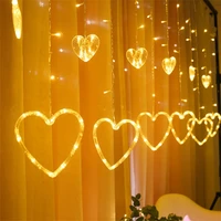 2 5m 138 leds heart shaped curtain string light 12 heart christmas fairy lamp for party home bedroom wedding new year decoration